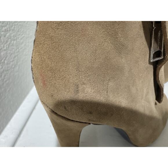 Suede Snakeskin Panel Pointed Toe Stiletto Ankle Boots - Picture 4 of 7